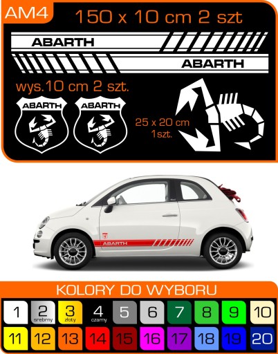 Наклейки FIAT ABARTH MEGA SET — набор из 5 штук!