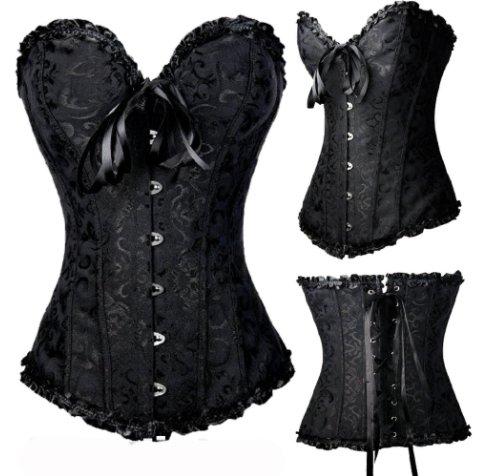WYSZCZUPLAJĄCY GORSET+STRINGI BIELIZNA SEXY S