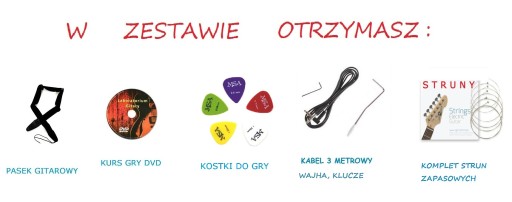 GITARA ELEKTRYCZNA PRAWORĘCZNA STRATOCASTER + AKCESORIA