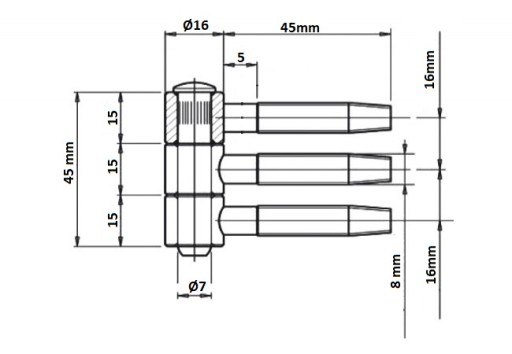 ПЕТЛЯ ВИНТОВАЯ 3-Х ПРЕДМЕТНАЯ fi16x45 мм - оцинкованная -