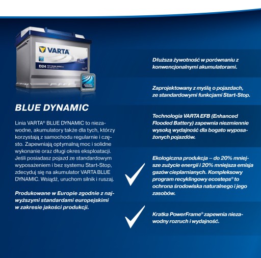 VARTA BLUE АККУМУЛЯТОР 72Ач 680А E43