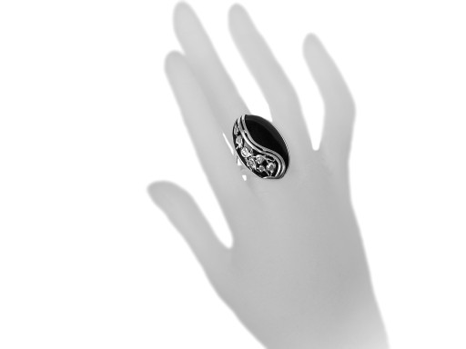 925 Silver Openwork Ring Большое Onyx Onyx R23