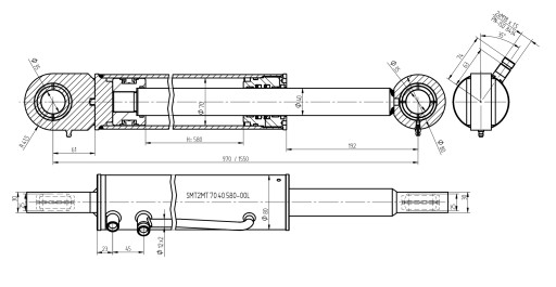 ПРИВОД ГИДРАВЛИЧЕСКИЙ ЦИЛИНДР ПОРШЕНЬ 70x40 Ход 580