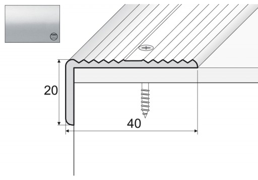 Kątownik aluminiowy A33, 180cm SREBRO 40x20mm