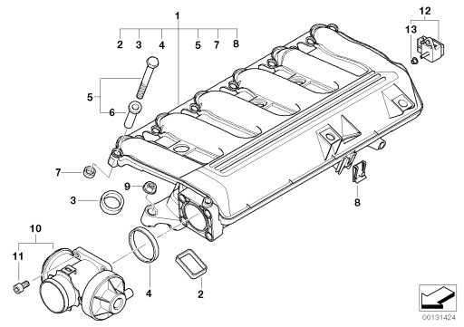 ПРОКЛАДКА ВПУСКНОГО ПАТРУБКА BMW E60 E66 530D