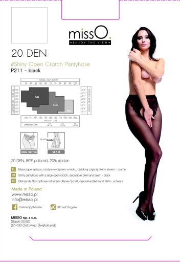 КОЛГОТКИ MISSO P211 С КРЕСТОМ ЧЕРНЫЕ S/M