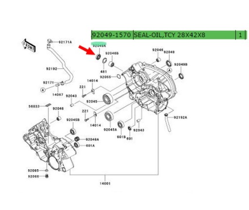 САЛЬНИК ДВИГАТЕЛЯ ПЕРЕДНИЙ Kawasaki KVF750 Brute Force 2005-2014 KVF360