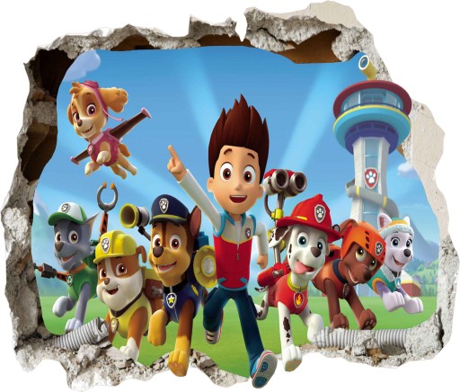 Наклейка на стену PAW PATROL 3D с мотивом отверстия, 70-е годы