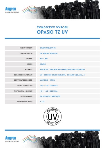 Кабельные стяжки, сертифицированные УФ-излучением, 160 мм x 4,8 мм C