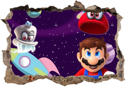 Наклейки на стену детские 3D Super Mario Odyssey 130x90