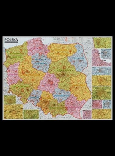 Polska mapa kodów pocztowych 1:685 ścienna