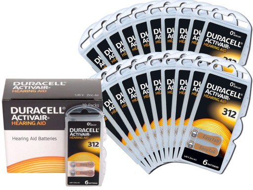 DURACELL 120szt Baterie Słuchowe 312 PR41 347 Acti