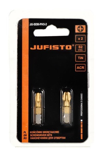 Końcówki do wkrętarki krzyżowe PZ2x25mm 2sztuki