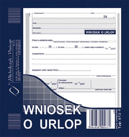 Druk MiP Wniosek o Urlop 513-4 2/3 A5 11459