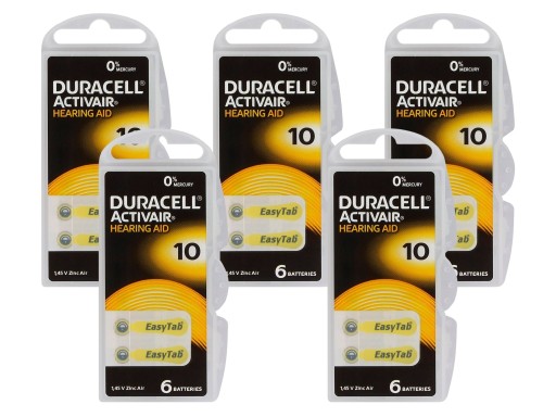 30 x Baterie słuchowe 10 PR70 Duracell ActivAir