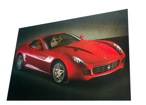OBRAZ 3D OBRAZEK POCZTÓWKA AUTO CZERWONE 17 12