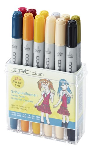 COPIC Ciao Markery Szkolne ubrania 12 szt