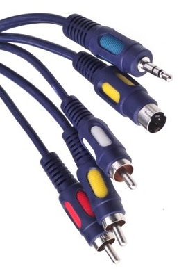 Kabel PC - TV SVHS + jack 3,5 / 3x RCA 5m (0428)