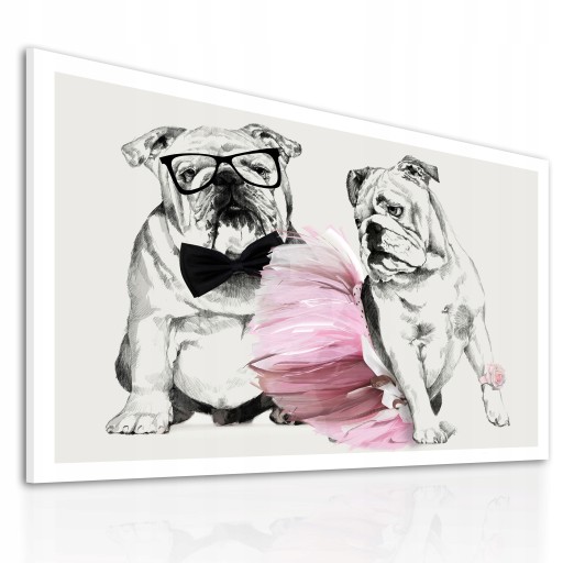 0257 Obraz na płótnie BULDOGI LOVE 120x80cm