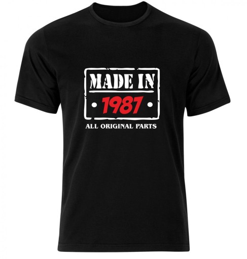 Koszulka na urodziny męska czarna MADE IN 1987