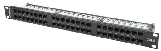 PATCH PANEL 48 PORT 1U KAT.6 UTP CZARNY LANBERG