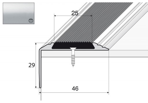 Listwa schodowa A38 antypoślizgowa 120cm SREBRO