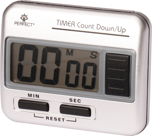 CYFROWY MINUTNIK TIMER TM86 LCD 100 MIN. +BATERIA srebrny