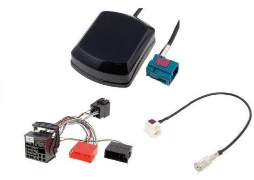 Złacze ISO + adapter antenowy + antena GPS do montażu AUDI RNS-E pod ISO