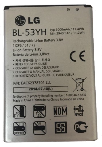 ORYGINALNA BATERIA AKUMULATOR LG BL-53YH * G3 F400 D830 D850 D851 D855