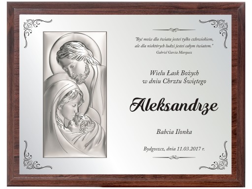 DUŻA PAMIĄTKA na CHRZEST ŚWIĘTY OBRAZEK XL SREBRO