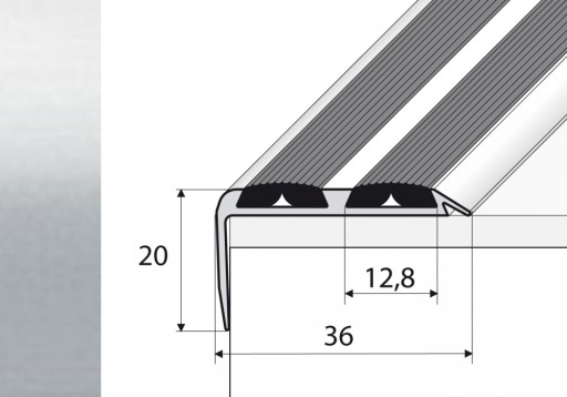 Listwa 120cm schodowa antypoślizgowa SREBRO A37N