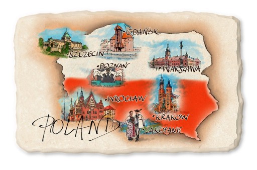 Magnes na lodówkę kamień POLAND POLSKA MIASTA 003