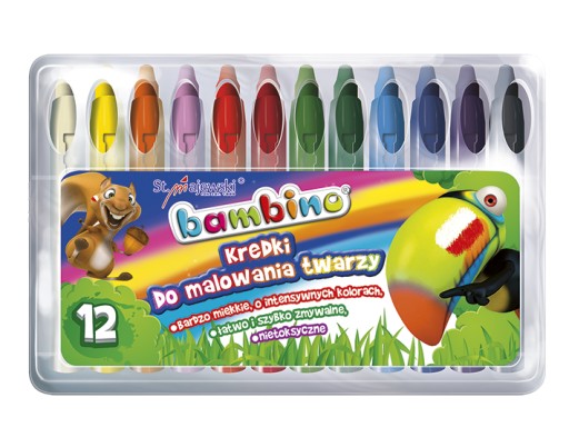 kredki do malowania buzi TWARZY 12 kolorow BAMBINO