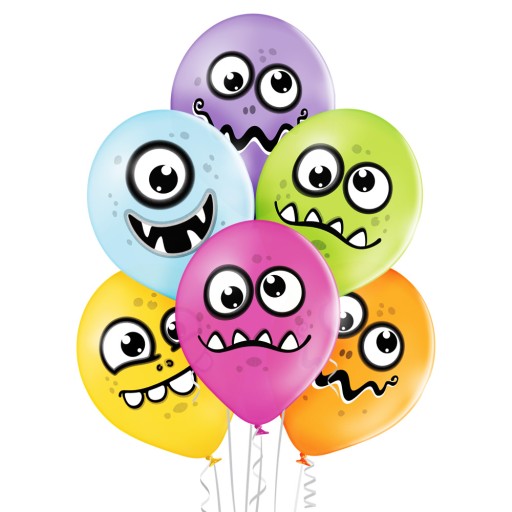 Balony Funny Monsters zabawne potworki oczy zęby 6szt