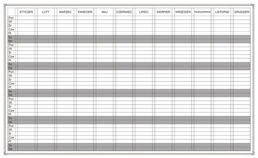 Planer magnetyczny roczny 120x100cm