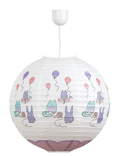 Lampa wisząca papierowa kotki różowe balony