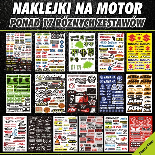 MOTOR TUNING NAKLEJKI DRUK duży zestaw 60 x 44cm