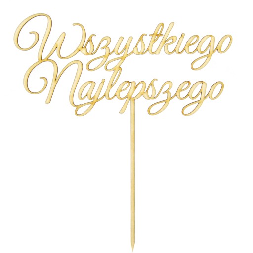 Topper ze sklejki Wszystkiego Najlepszego na TORT