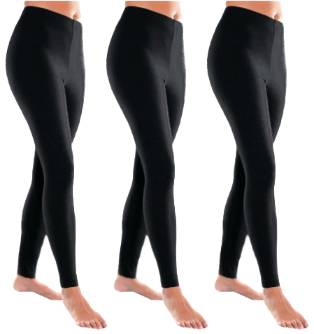 LEGGINSY DAMSKIE Bawełna Lycra kryjące CZARNE - L