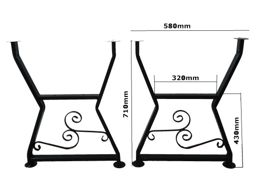 NOGA NOGI DO STOŁÓW OGRODOWYCH STALOWE ZDOBIONE