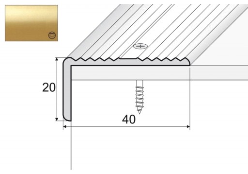 A33 Kątownik 20x40mm aluminiowy 180cm ZŁOTO