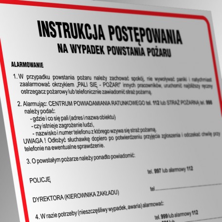 ZNAK INSTRUKCJA PRZECIWPOŻAROWA OGÓLNA DB001