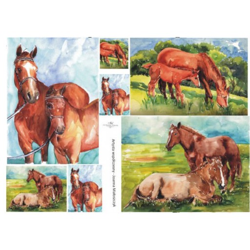 Papier do decoupage KLASYCZNY A4 D0223M - KONIE