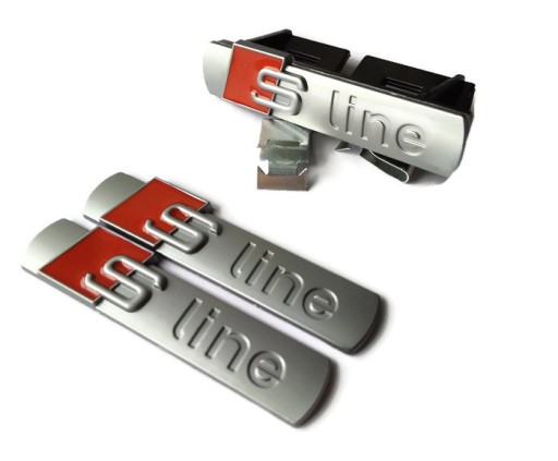 Audi S-LINE ZESTAW GRILL + 2 EMBLEMATY METALOWE