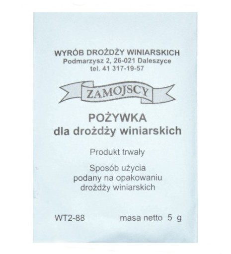 POŻYWKA ZAMOJSCY DLA DROŻDŻY WINIARSKICH