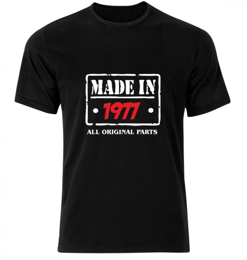 Koszulka na urodziny męska czarna MADE IN 1977