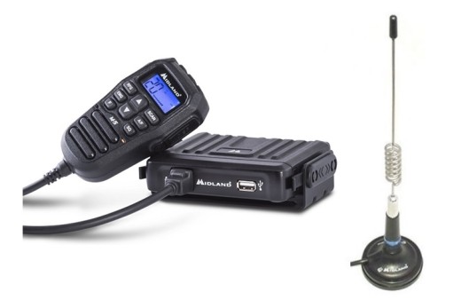 RADIO CB W GRUSZCE MIDLAND M-5 USB + MAŁA ANTENA MIDLAND LC29 33cm NAKLEJKA