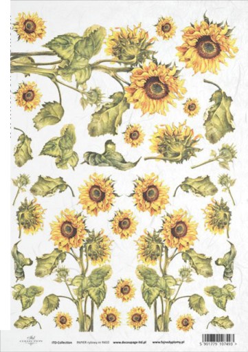 Papier do Decoupage Papier ryżowy SŁONECZNIKI R410