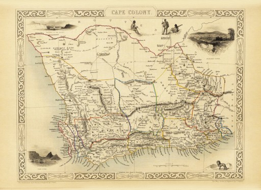 RPA Kapsztad mapa ilustrowana Tallis 1851 r.