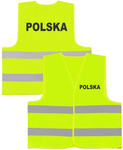 ŻÓŁTA KAMIZELKA Z ODBLASKOWYM NADRUKIEM POLSKA XXL